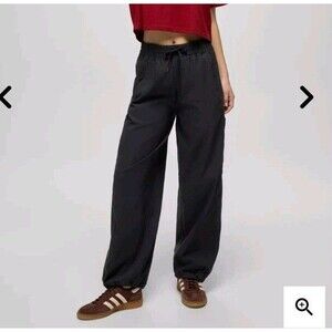 NEW W/Tag Prana Send Off Wide Leg Cinchable Hem Pull On Pants Women Large Black